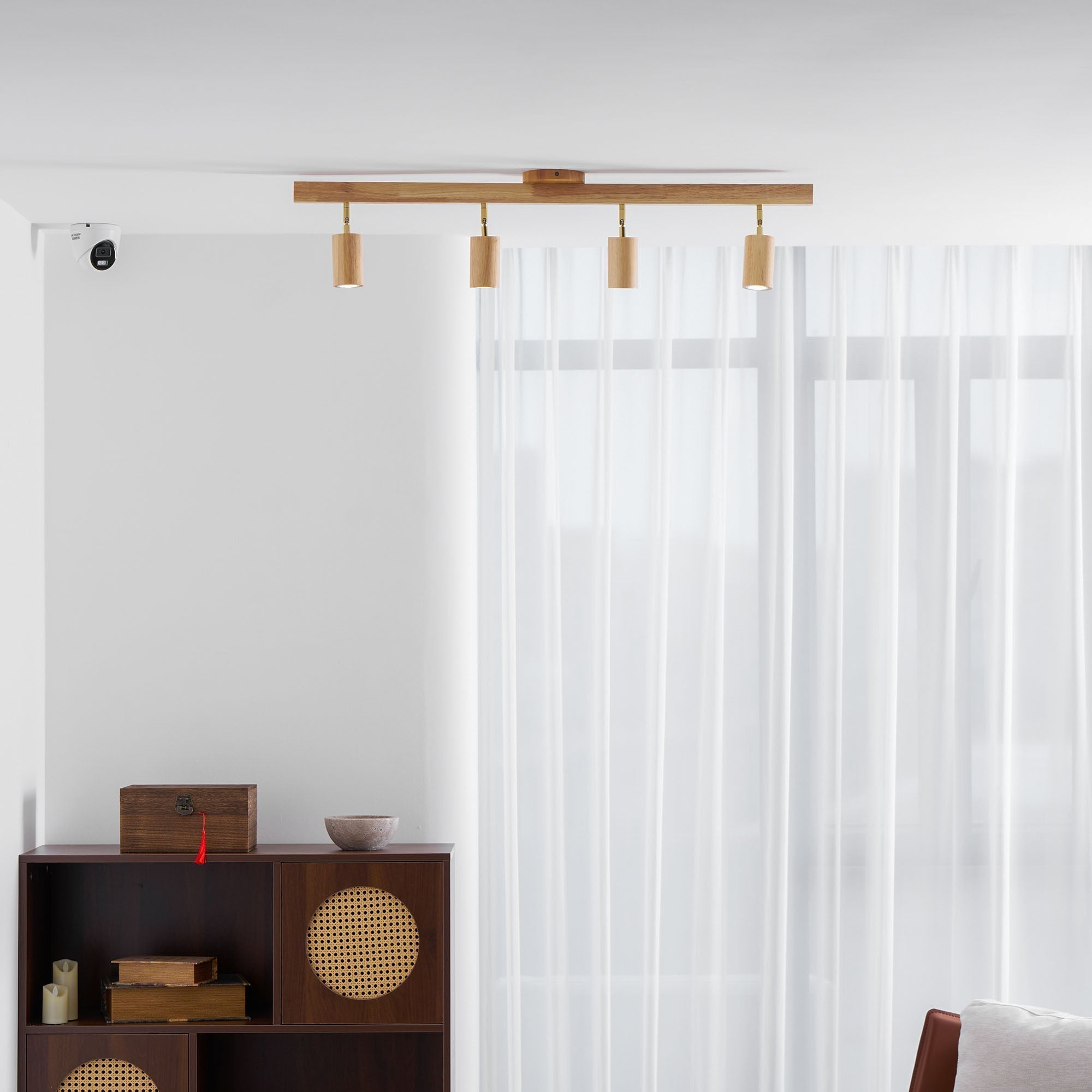 Foco ajustable japonés de madera con LED 1 luz