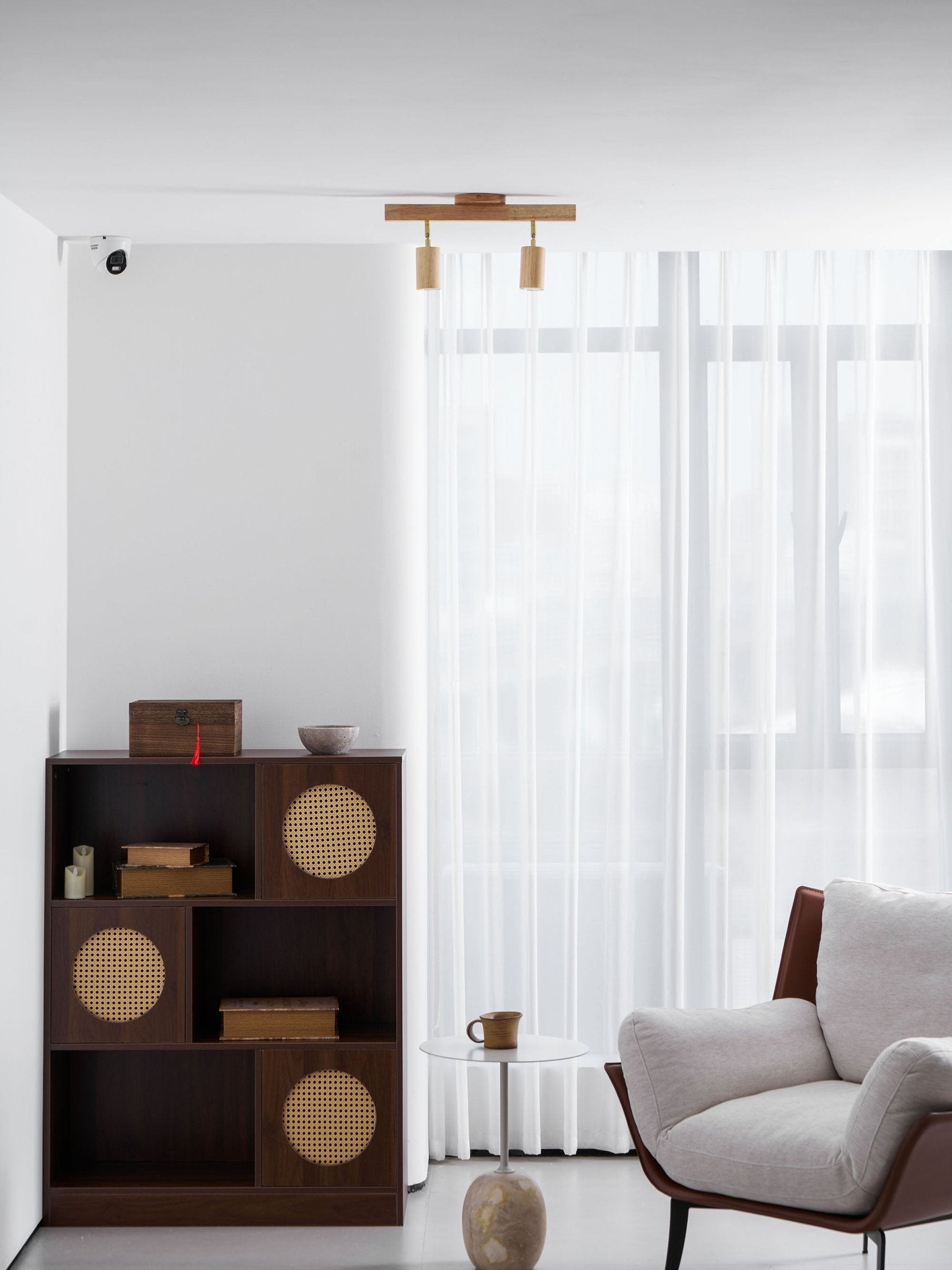 Foco ajustable japonés de madera con LED 1 luz