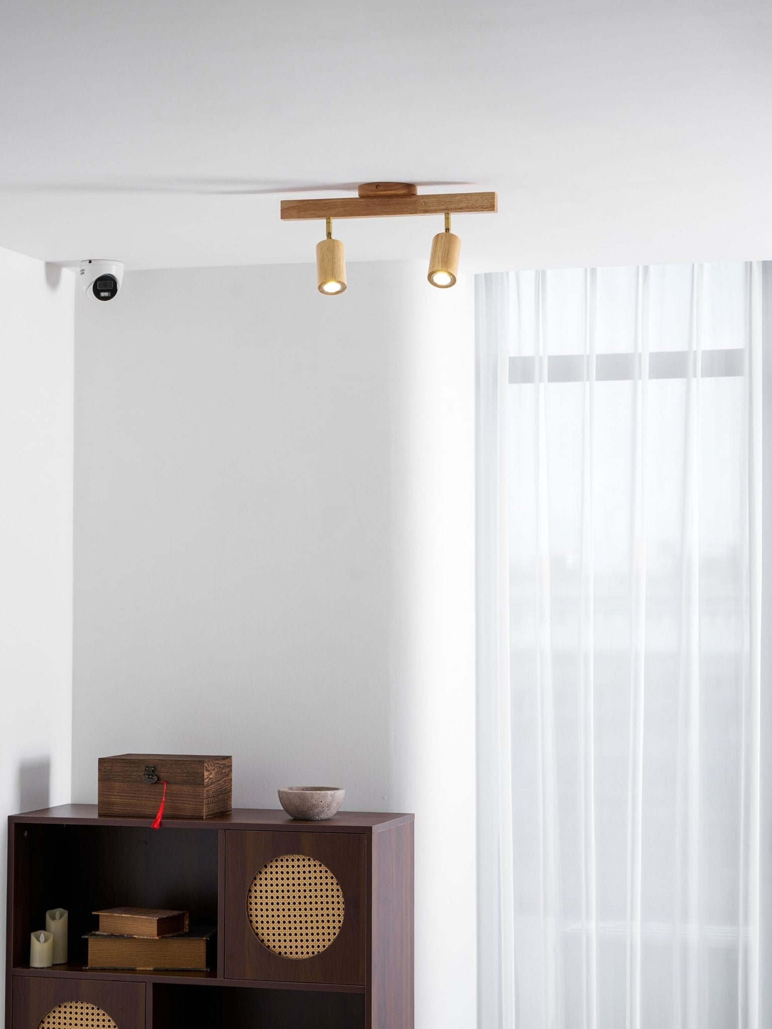 Foco ajustable japonés de madera con LED 1 luz