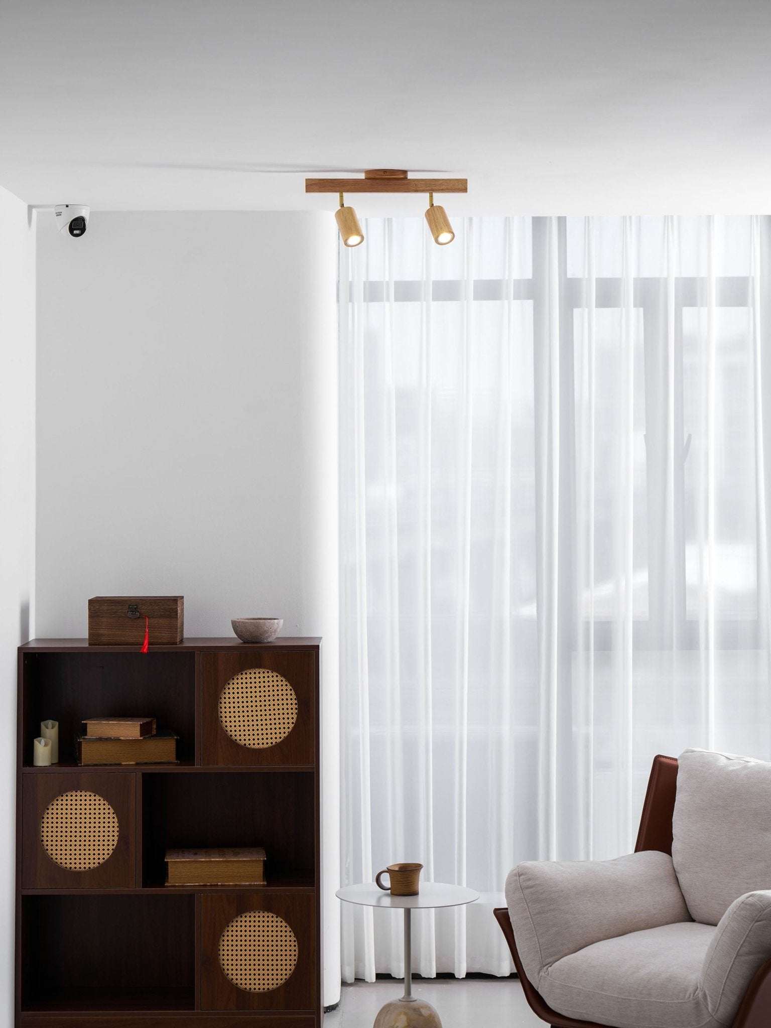 Foco ajustable japonés de madera con LED 1 luz