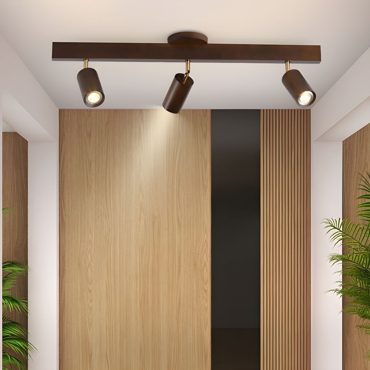 Foco ajustable japonés de madera con LED 1 luz