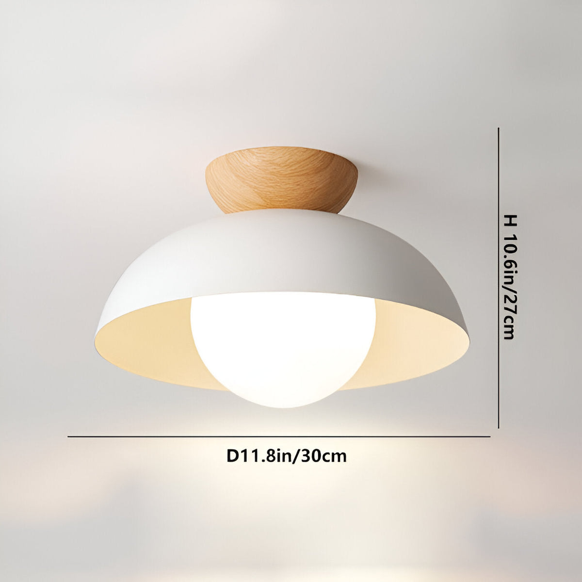 Plafoniera moderna minimalista a cupola in vetro con LED a 1 luce
