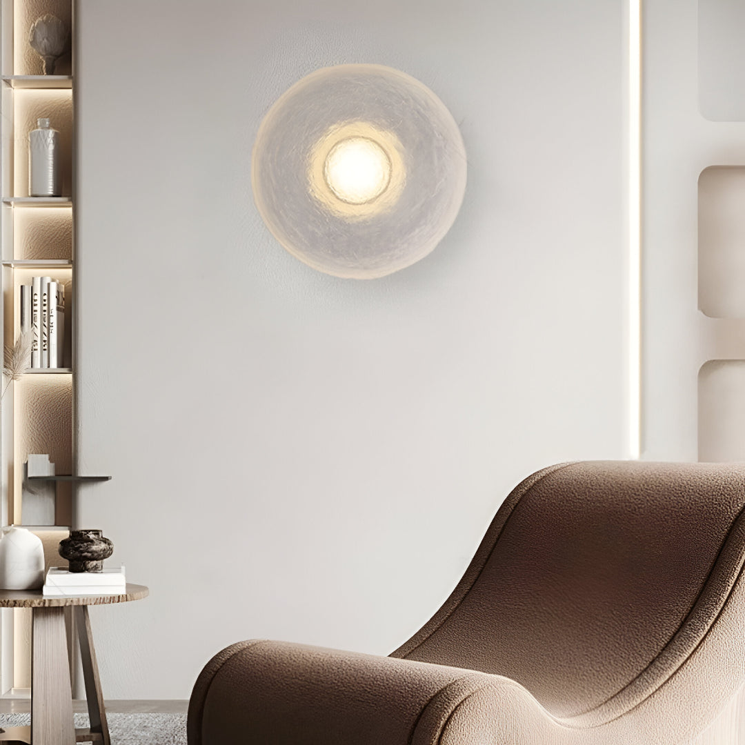 Aplique de pared moderno minimalista redondo de resina LED de 1 luz