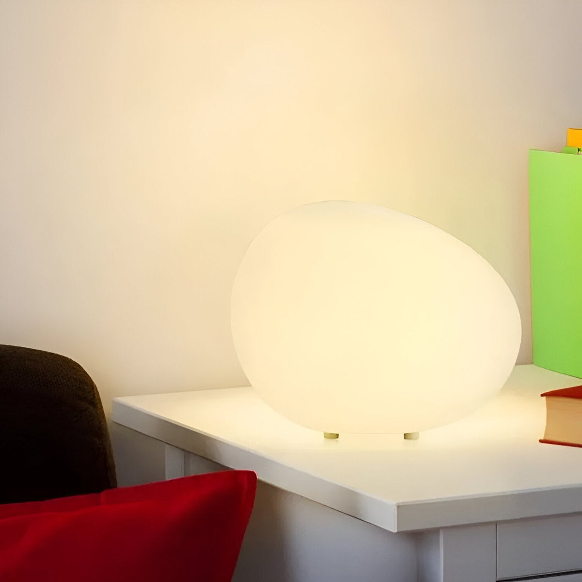 Lámpara de mesa nórdica LED con forma de piedra de 1 luz