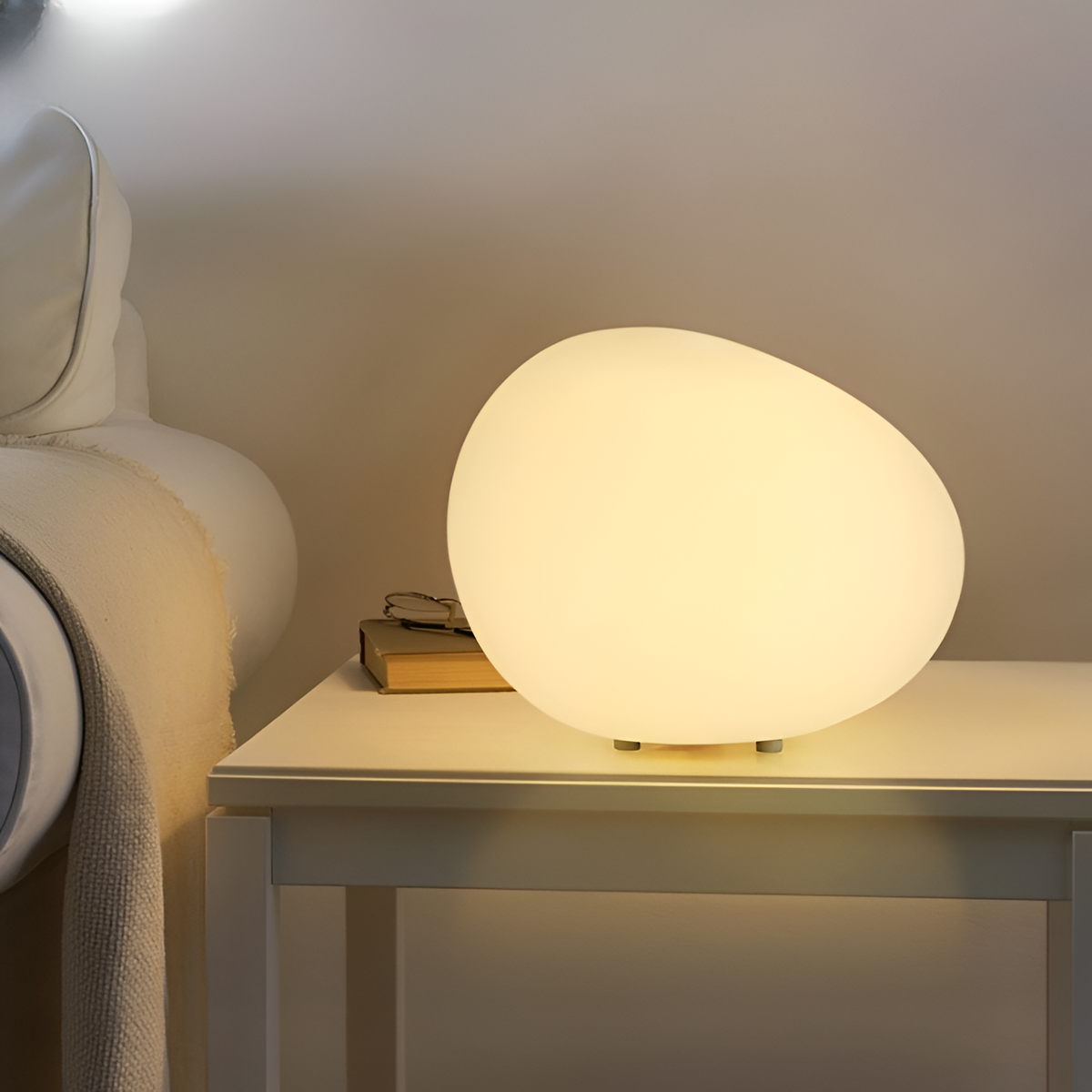 Lámpara de mesa nórdica LED con forma de piedra de 1 luz