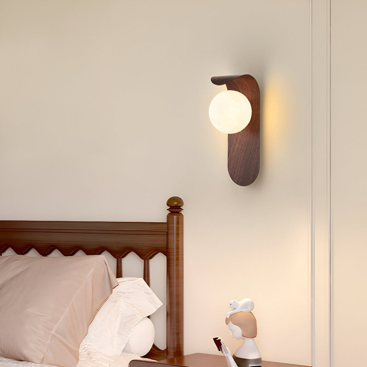 Nordische Holz-Kugel LED-Wandleuchte 1-flammig