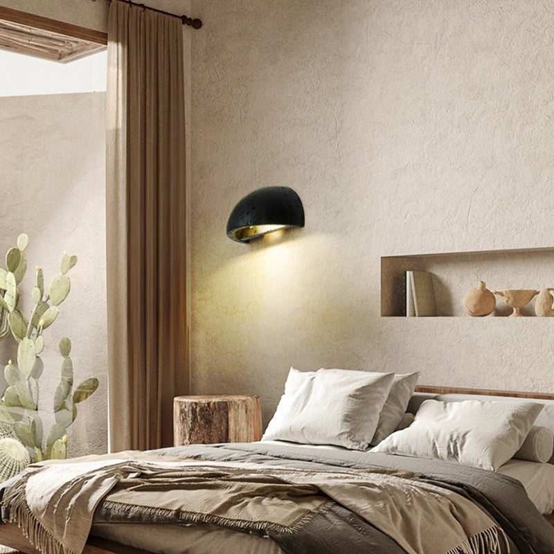 Wabi-Sabi Travertin halbkreisförmiger Wandleuchter LED 1-Flammig
