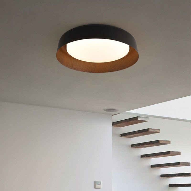 Lampada da soffitto rotonda in legno Wabi-Sabi LED 1 luce