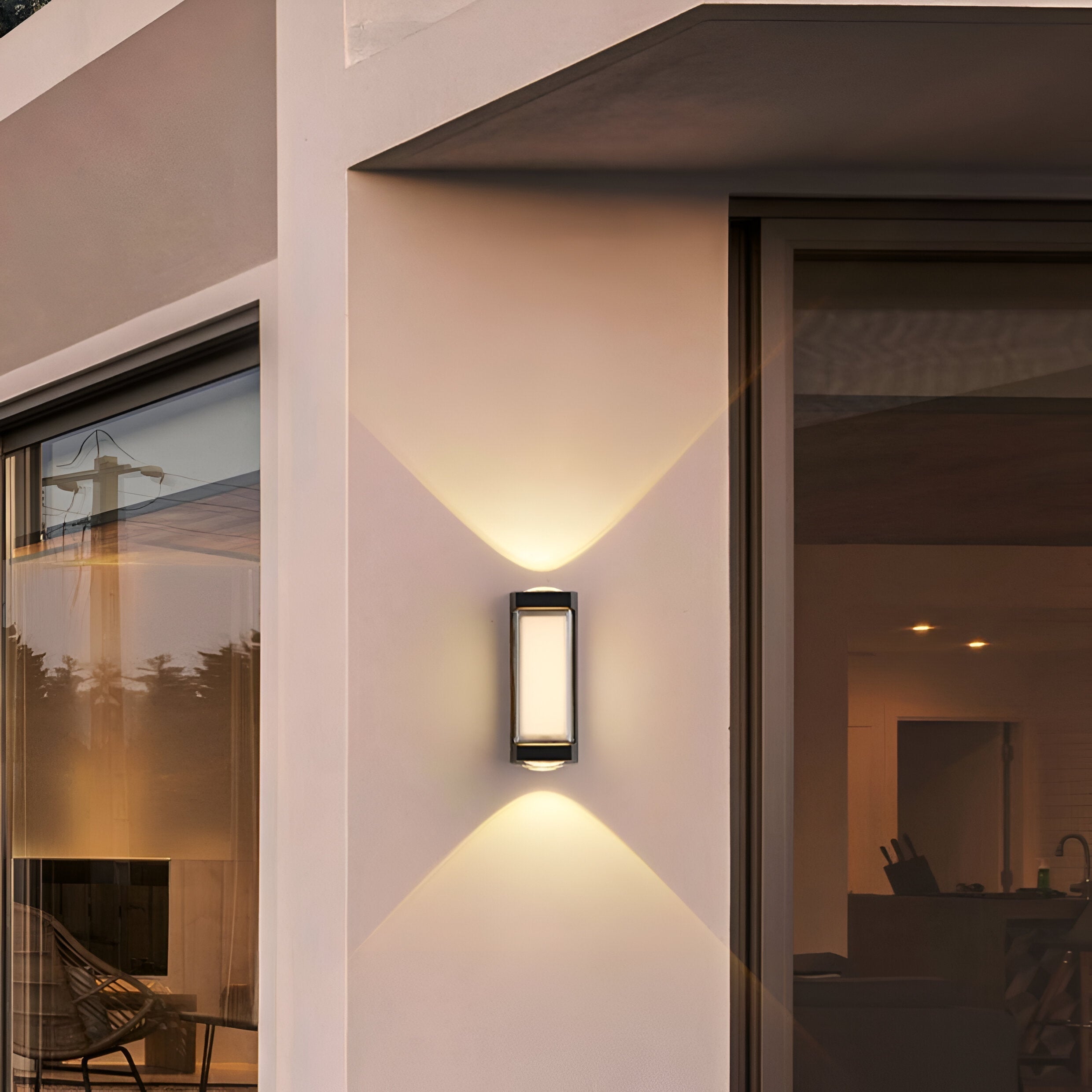 Nordische minimalistische Acryl rechteckige Außenwandleuchte LED Up-Down