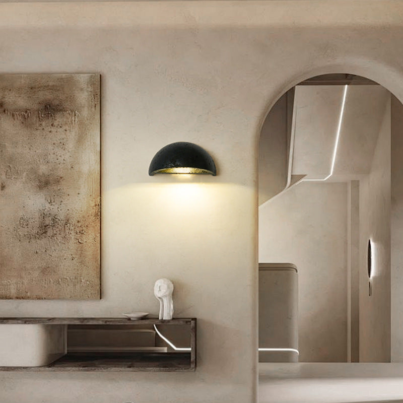 Wabi-Sabi Travertin halbkreisförmiger Wandleuchter LED 1-Flammig