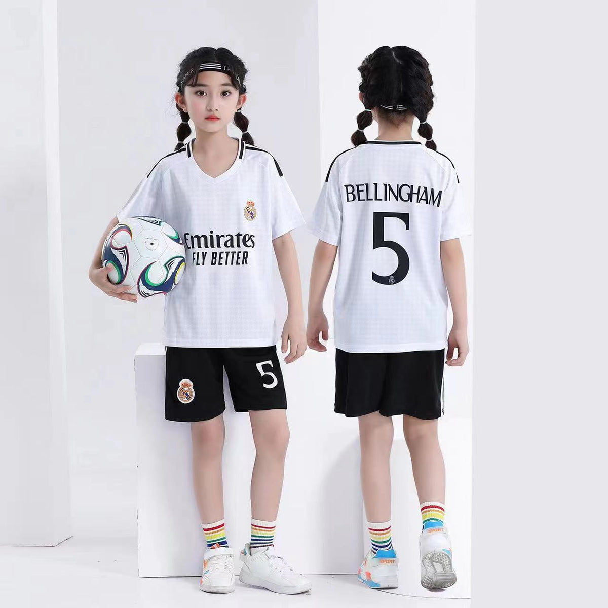 Conjunto de camiseta y pantalones cortos de fútbol para niños Real Madrid – Jude Bellingham