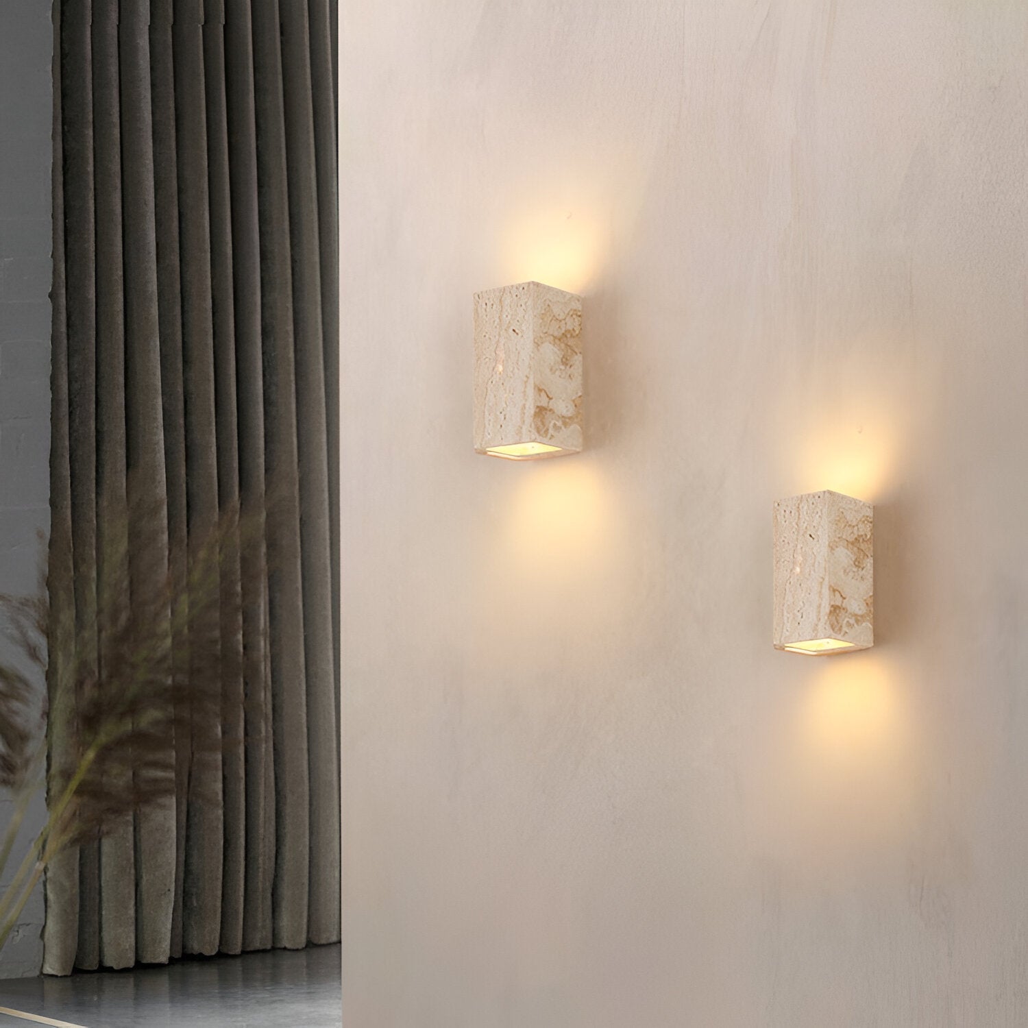 Luz de pared exterior cuadrada minimalista de piedra travertino LED de 1 luz