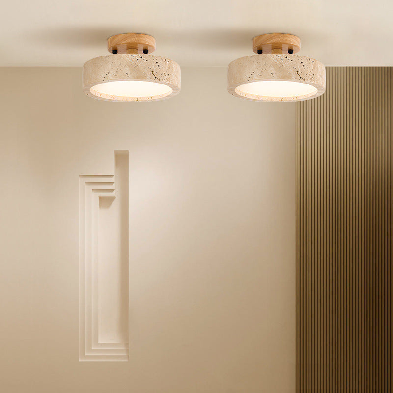 Lámpara de techo LED redonda de travertino minimalista moderna de 1 luz