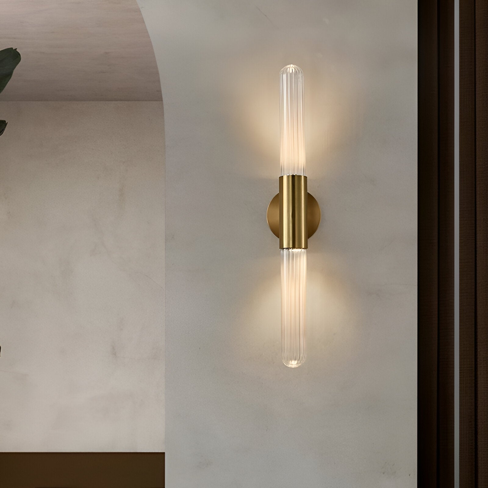 Aplique de pared nórdico de latón con vidrio efecto ondas de agua LED de 1 luz