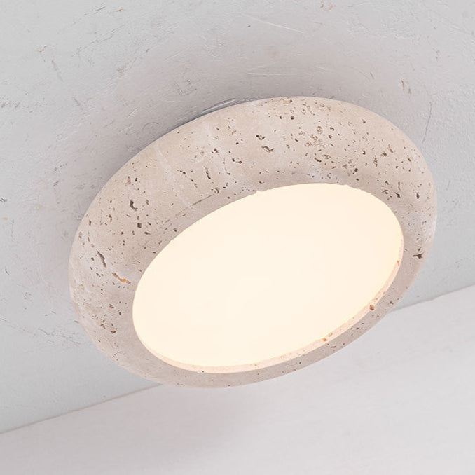Lampada da soffitto rotonda retrò in travertino LED 1 luce