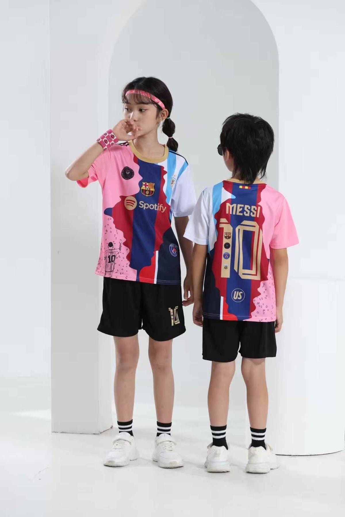 Voetbalshirt en korte broek set voor kinderen Lionel Messi – Multi-Team Editie
