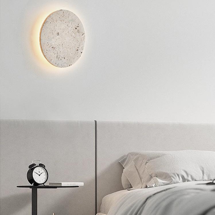 Minimalistische Travertin runde LED-Wandleuchte 1-flammig