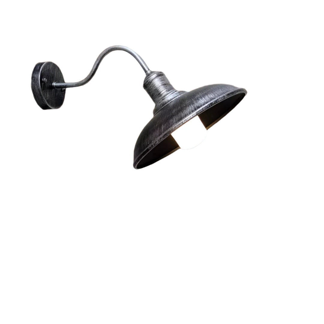 Luz de pared exterior vintage industrial de hierro en forma de cuenco LED de 1 luz