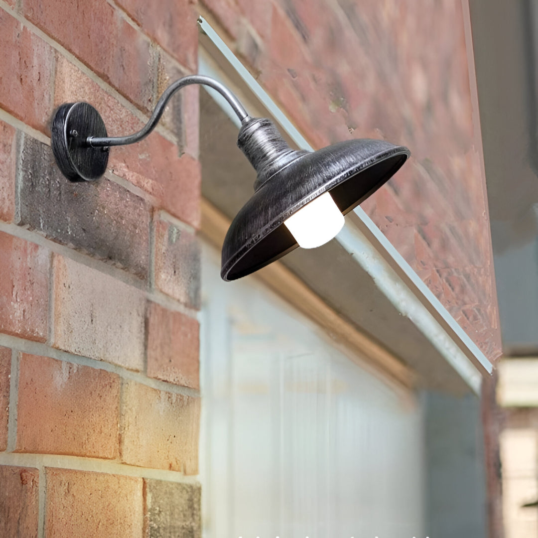 Luz de pared exterior vintage industrial de hierro en forma de cuenco LED de 1 luz