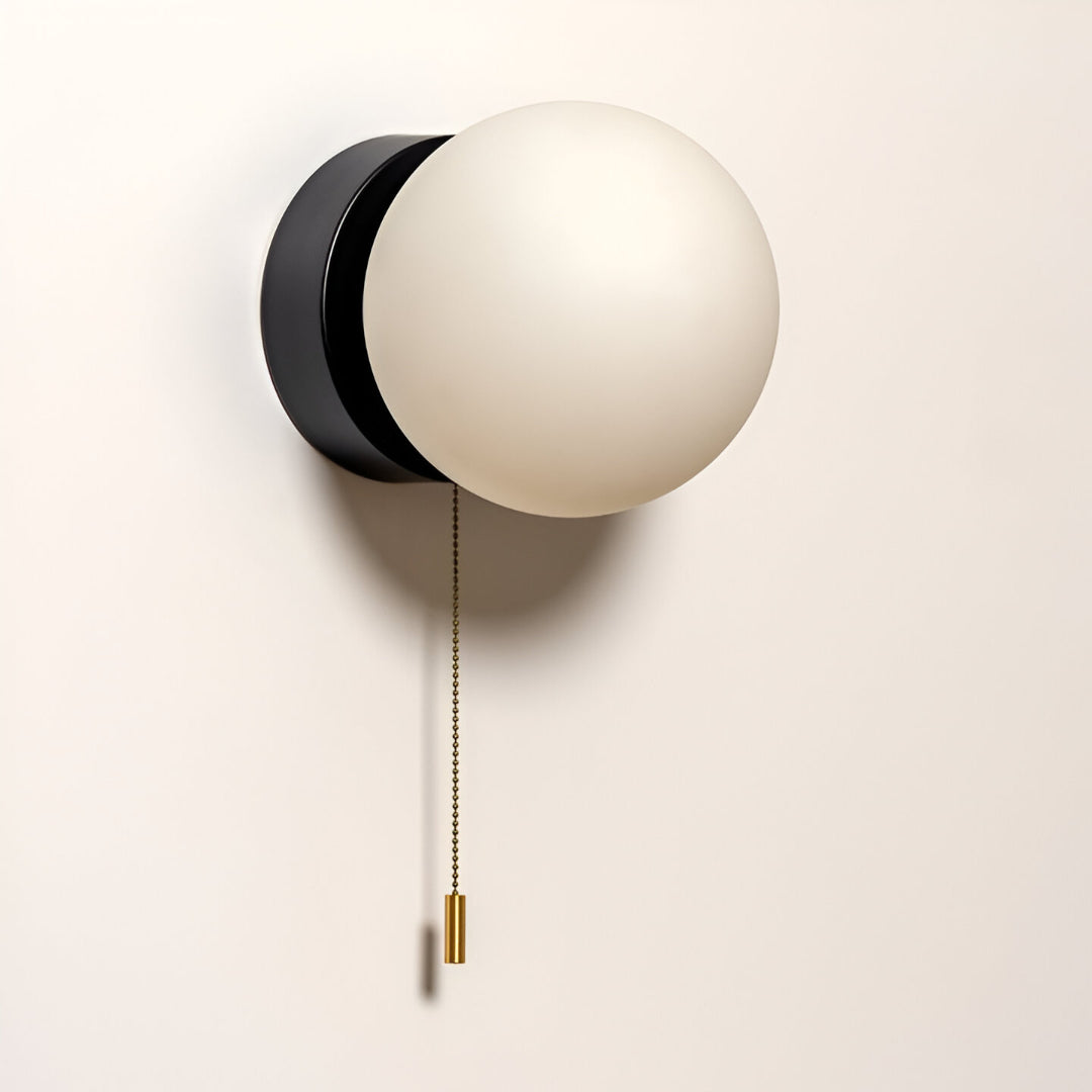 Applique da parete nordica minimalista con globo di vetro LED 1 luce con cordicella