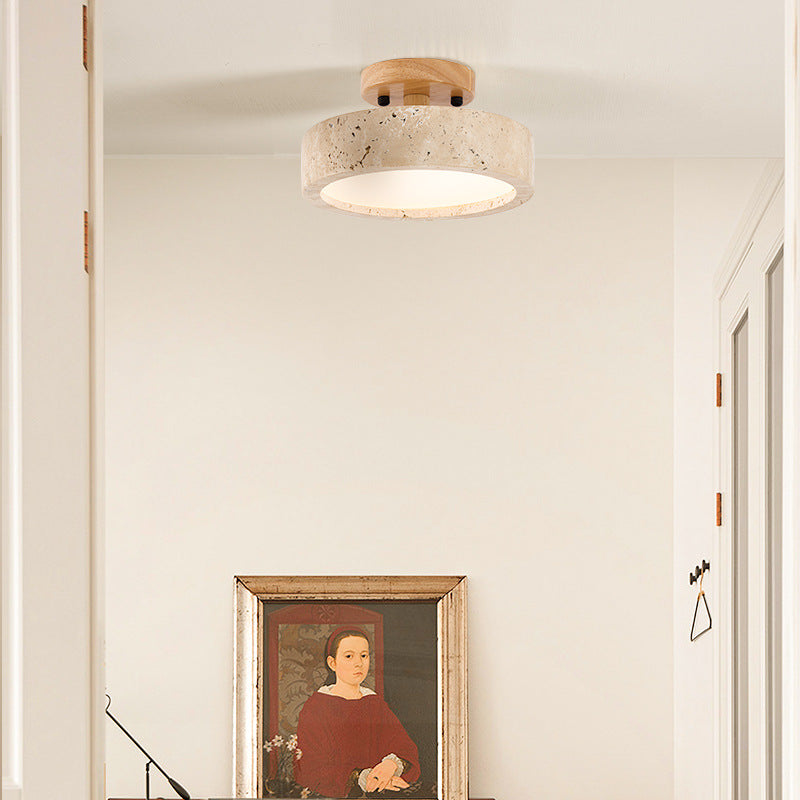Lámpara de techo LED redonda de travertino minimalista moderna de 1 luz