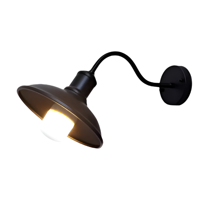 Luz de pared exterior vintage industrial de hierro en forma de cuenco LED de 1 luz