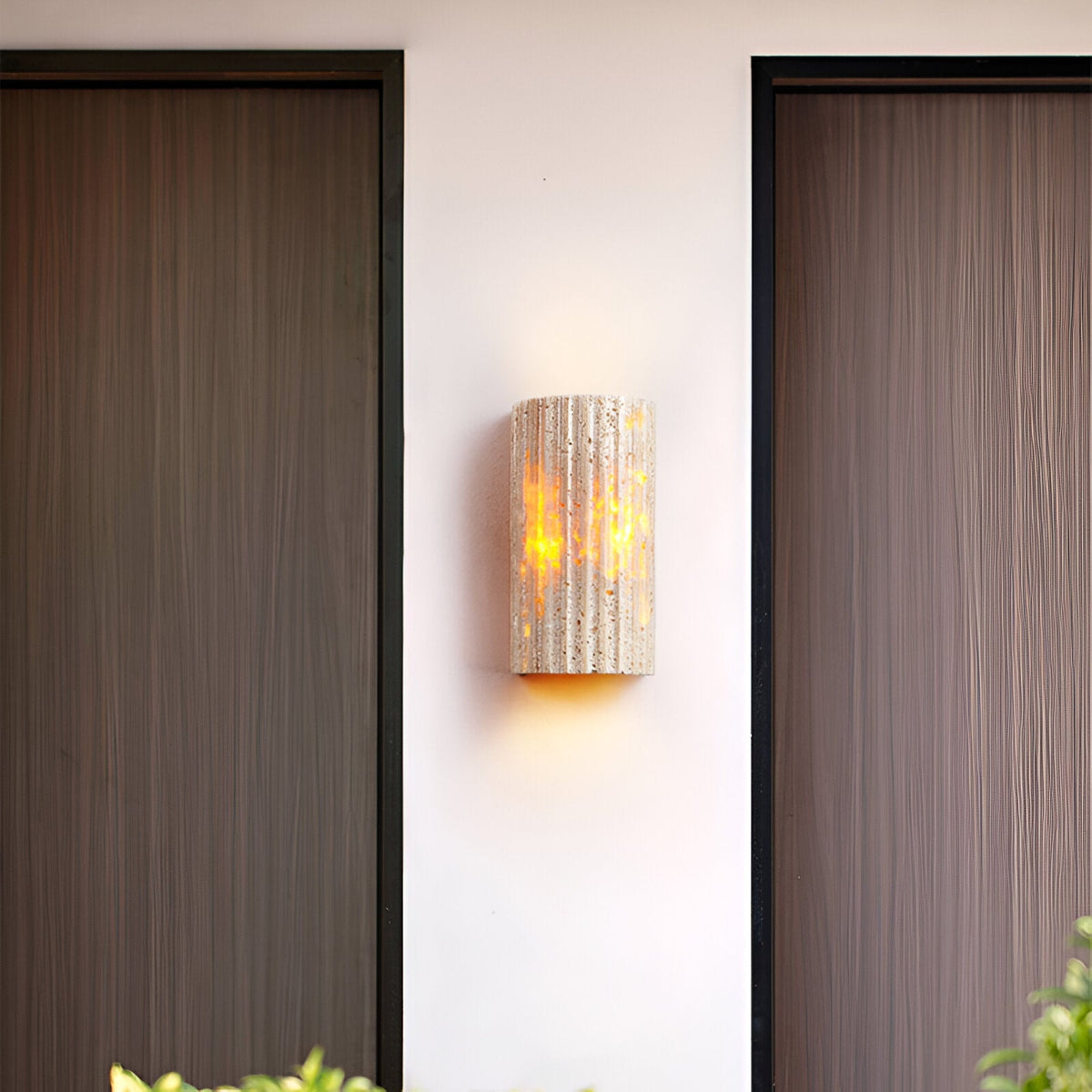Luz de pared exterior cilíndrica moderna de piedra travertino LED de 1 luz