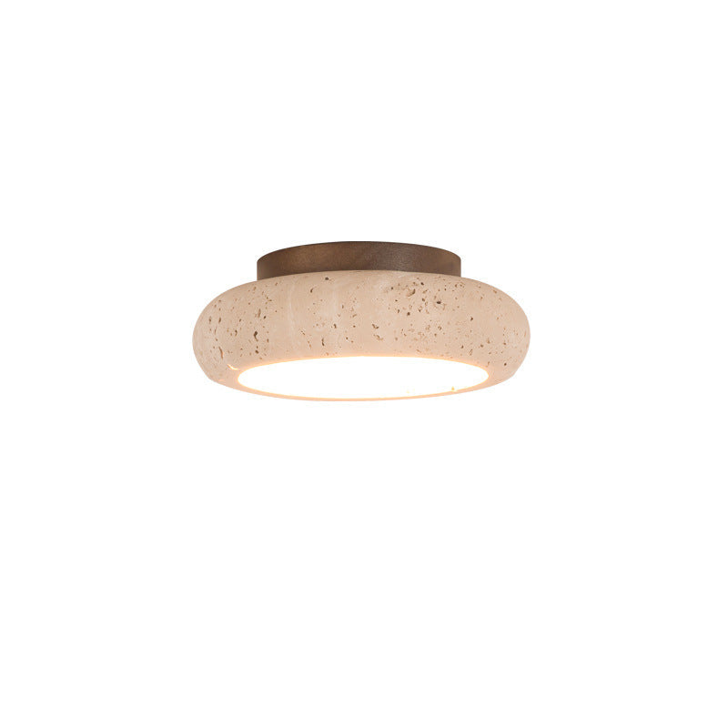 Lampada da soffitto rotonda retrò in travertino LED 1 luce