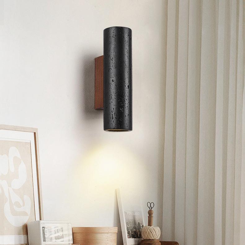 Applique da parete moderno minimalista in tubo di travertino nero LED 1 luce