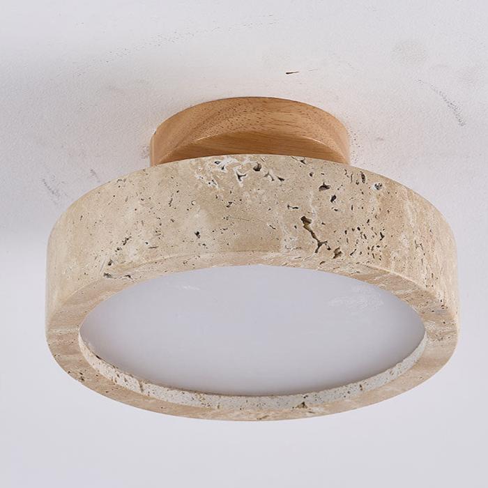 Lámpara de techo LED redonda de travertino minimalista moderna de 1 luz