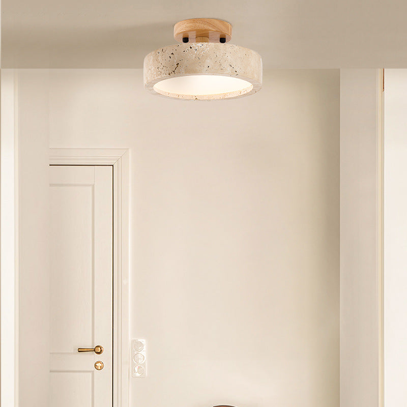 Lámpara de techo LED redonda de travertino minimalista moderna de 1 luz