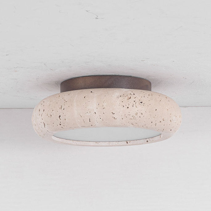 Lampada da soffitto rotonda retrò in travertino LED 1 luce