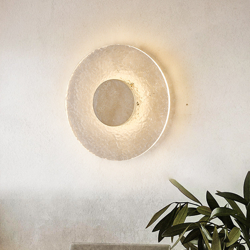 Moderne Travertin Acryl runde LED-Wandleuchte 1-flammig