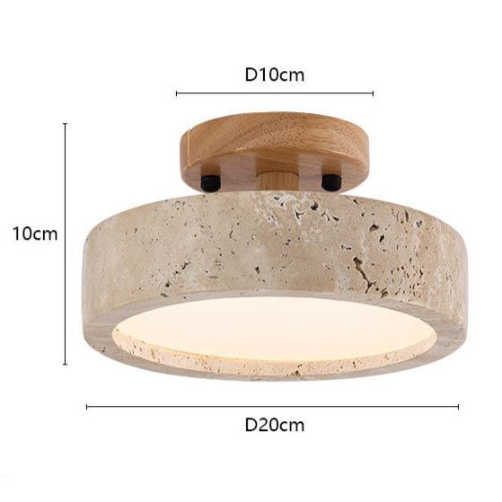 Lámpara de techo LED redonda de travertino minimalista moderna de 1 luz