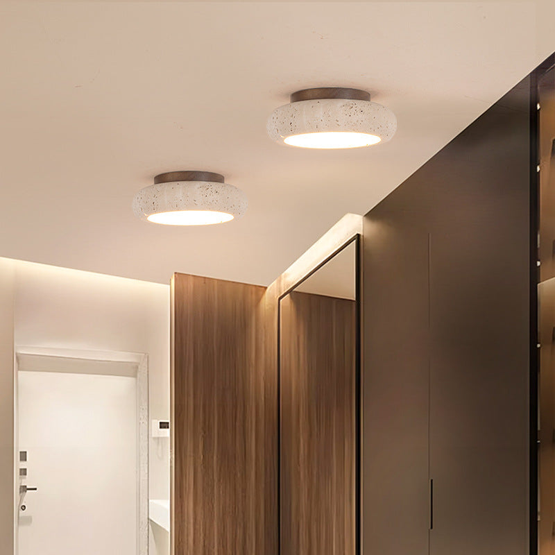 Lampada da soffitto rotonda retrò in travertino LED 1 luce