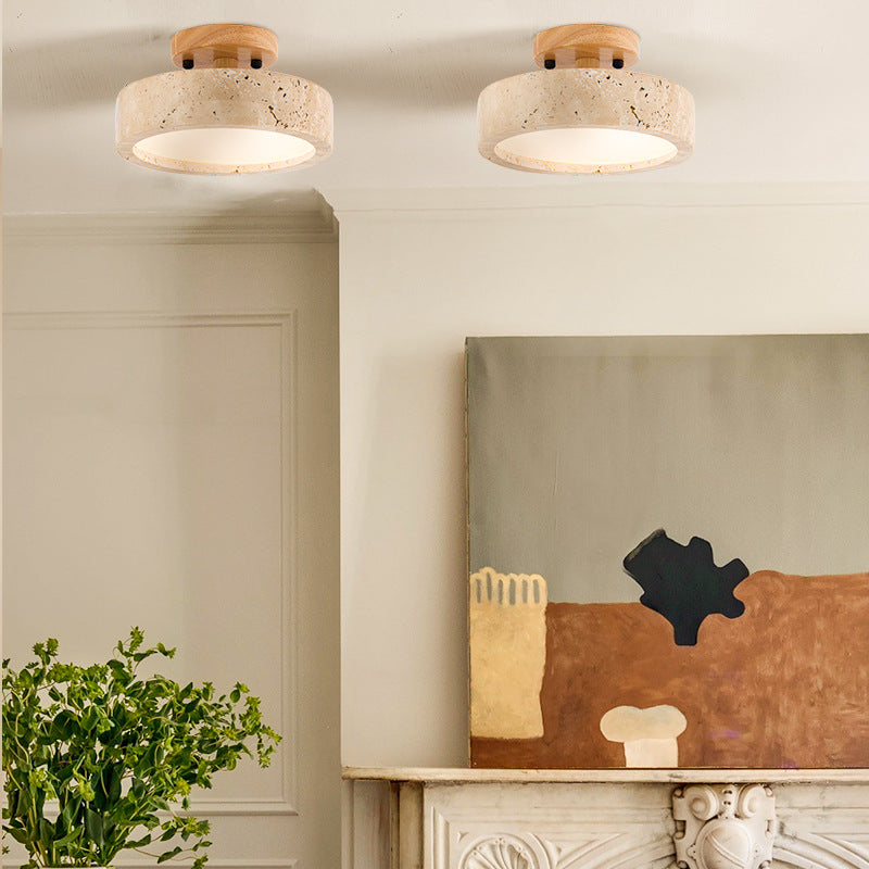 Lámpara de techo LED redonda de travertino minimalista moderna de 1 luz