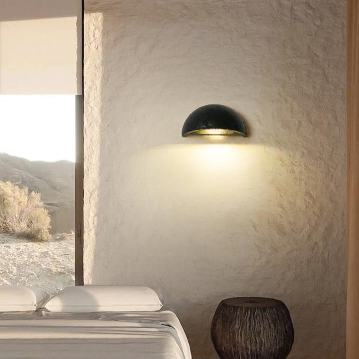 Wabi-Sabi Travertin halbkreisförmiger Wandleuchter LED 1-Flammig