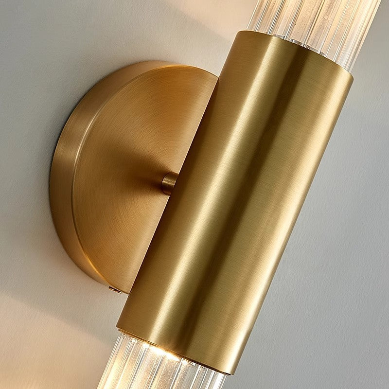 Aplique de pared nórdico de latón con vidrio efecto ondas de agua LED de 1 luz