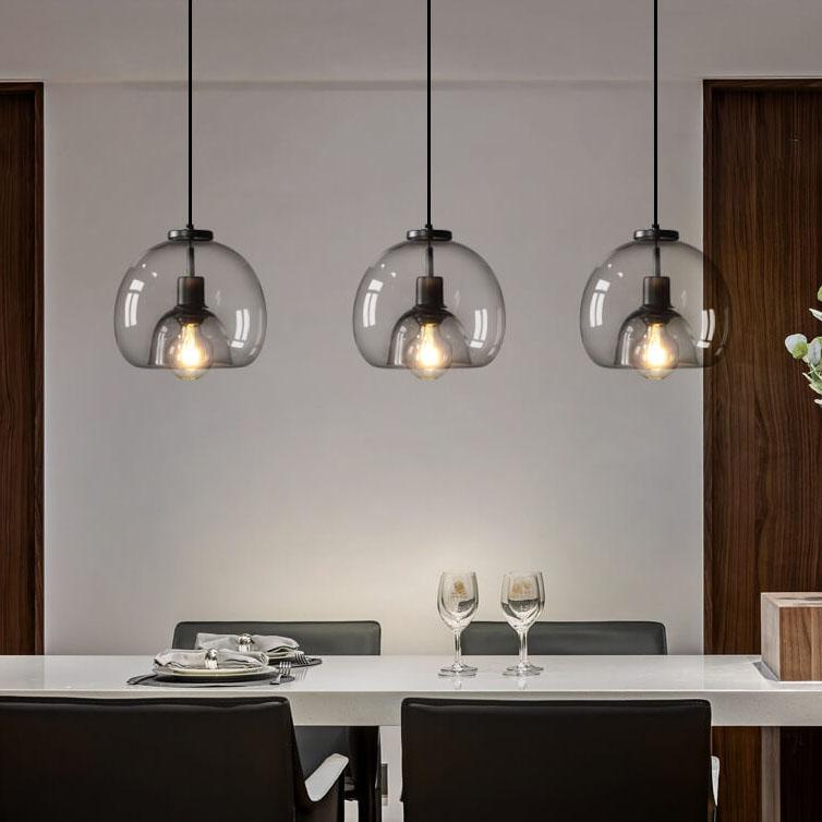 Minimalistische gerookte glazen koepel hanglamp 1-licht