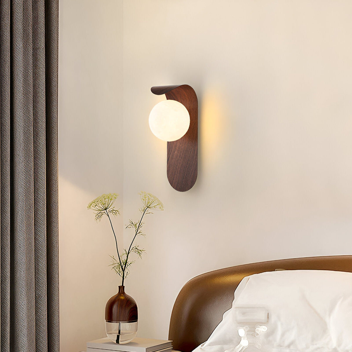 Nordische Holz-Kugel LED-Wandleuchte 1-flammig
