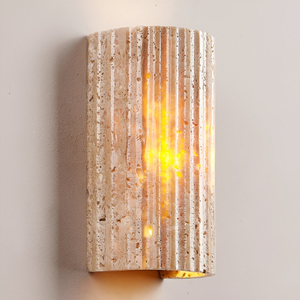 Luz de pared exterior cilíndrica moderna de piedra travertino LED de 1 luz