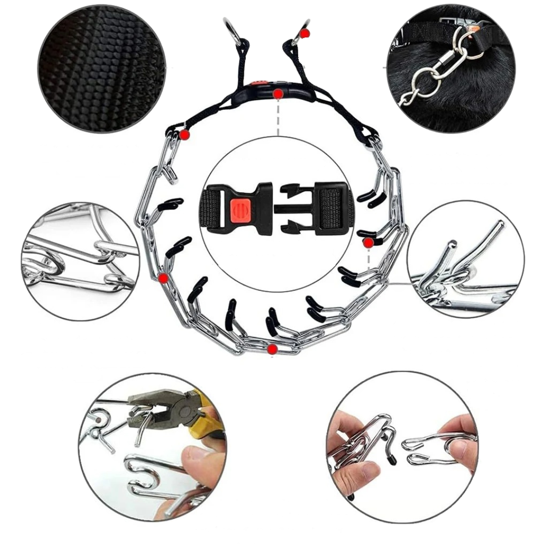 Dog Training Collar LeadEase No-Pull Adjustable Stainless Steel Chain