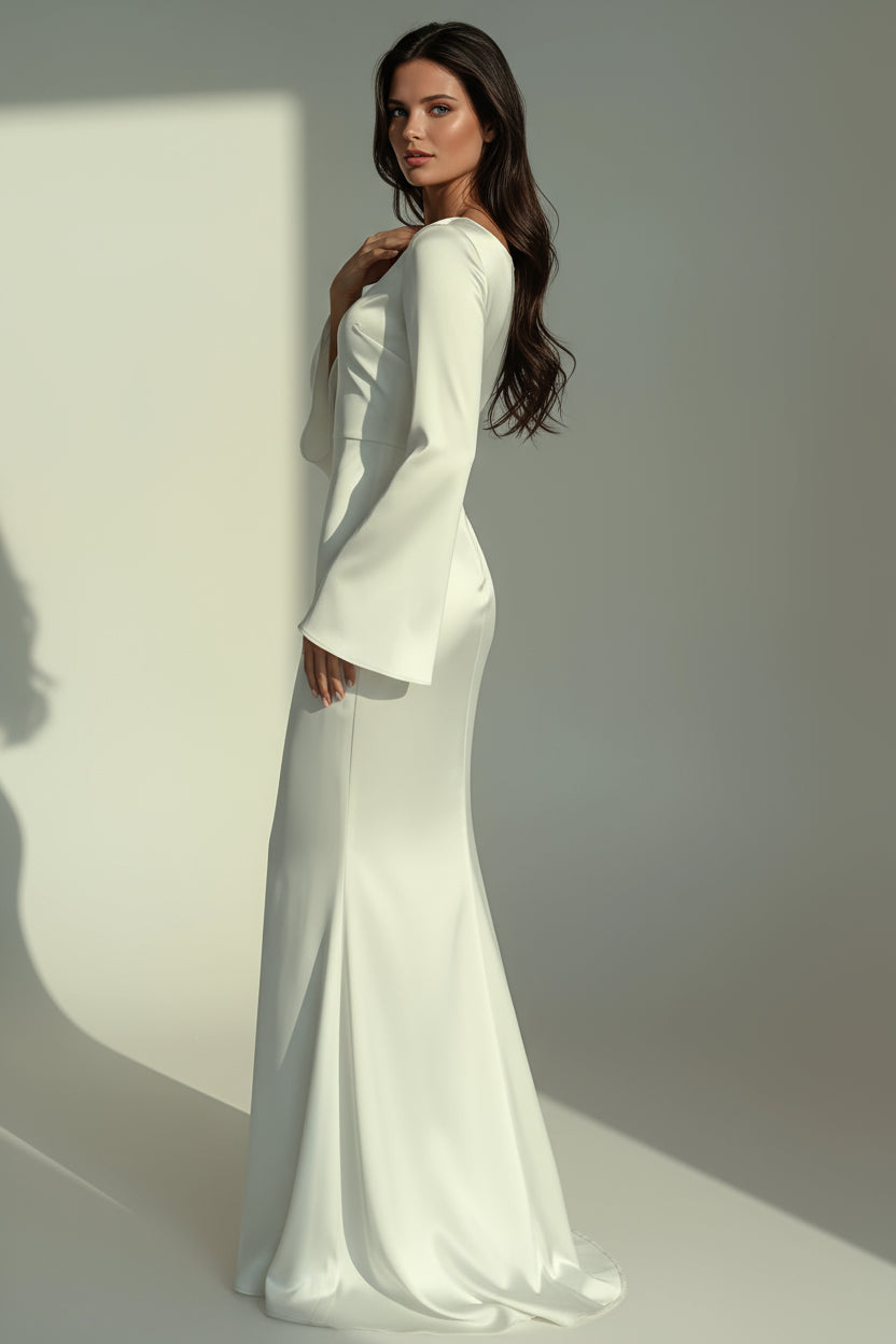PROM MAXI DRESS | LONG SLEEVE FITTED SILHOUETTE & FLARED CUFFS
