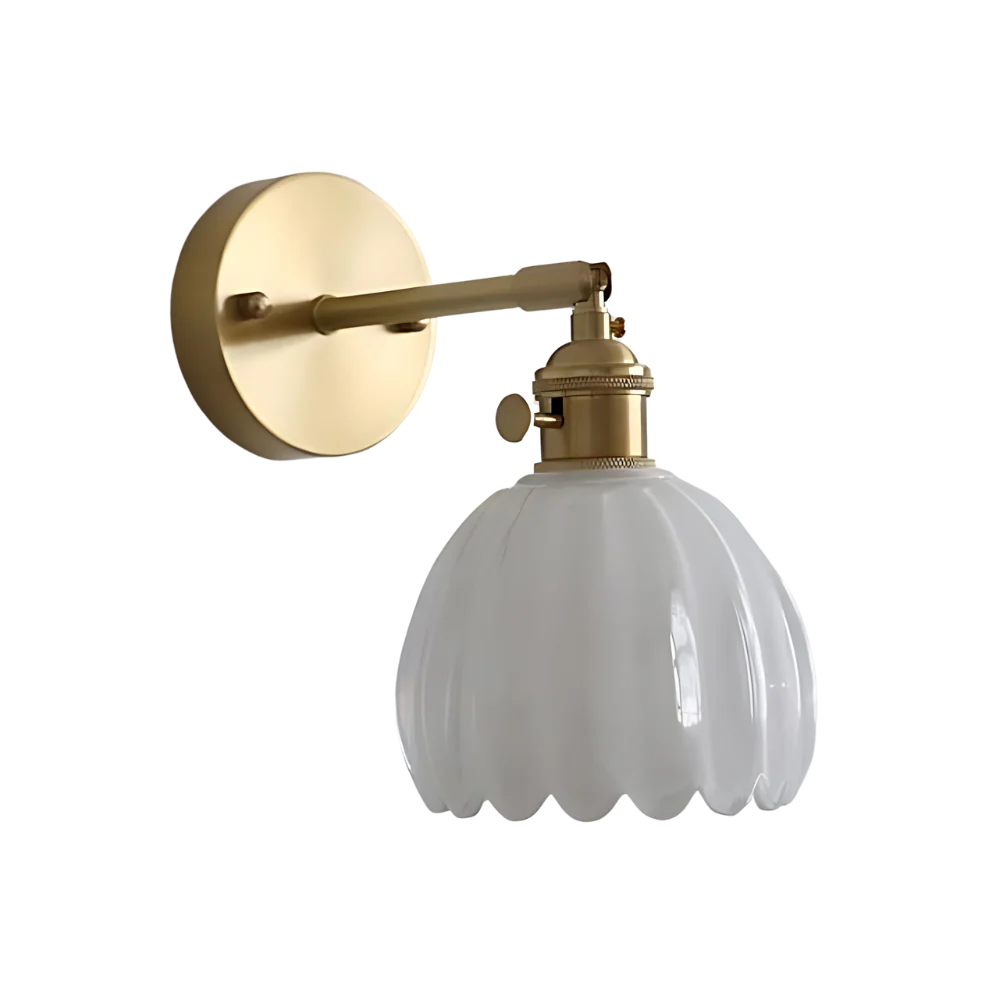 Applique da parete vintage in ottone con vetro a tulipano 1 luce