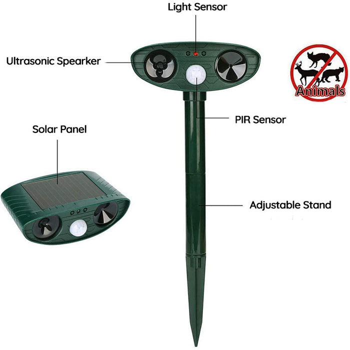 Solar-Powered Ultrasonic Animal Repeller – Motion-Activated Pest Control for Garden, Lawn & Yard