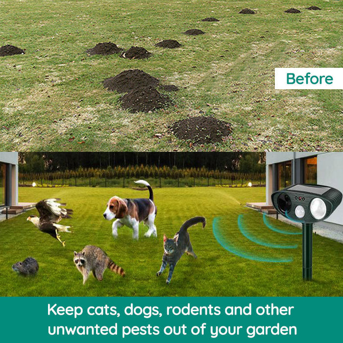 Solar-Powered Ultrasonic Animal Repeller – Motion-Activated Pest Control for Garden, Lawn & Yard