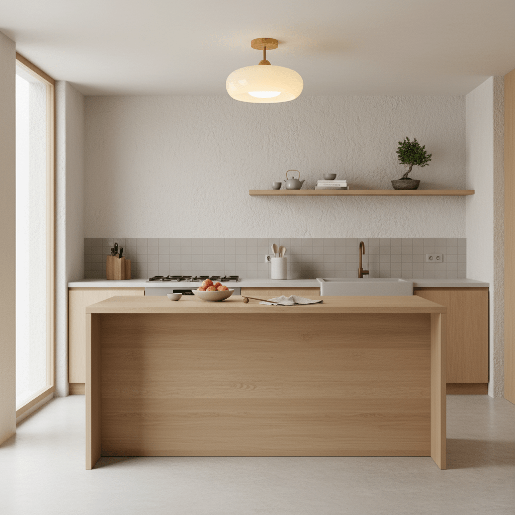 Lámpara de techo nórdica semiencastrada con cúpula de madera y vidrio LED 1 luz