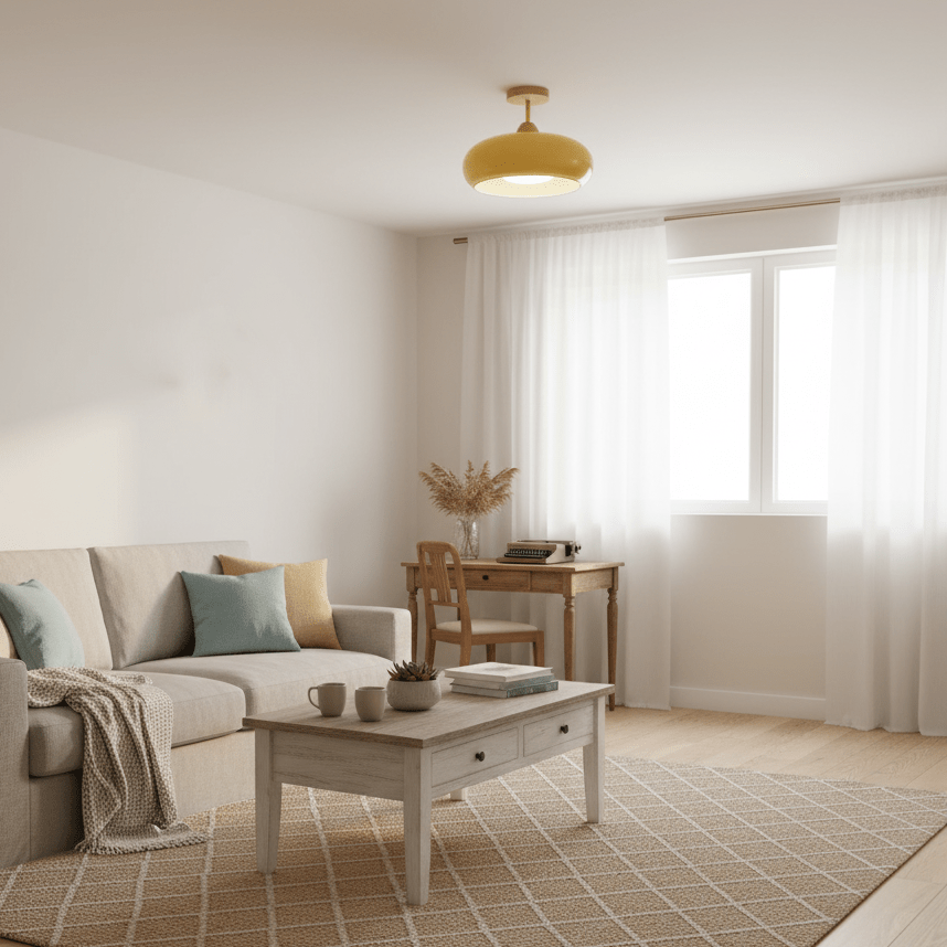 Lámpara de techo nórdica semiencastrada con cúpula de madera y vidrio LED 1 luz