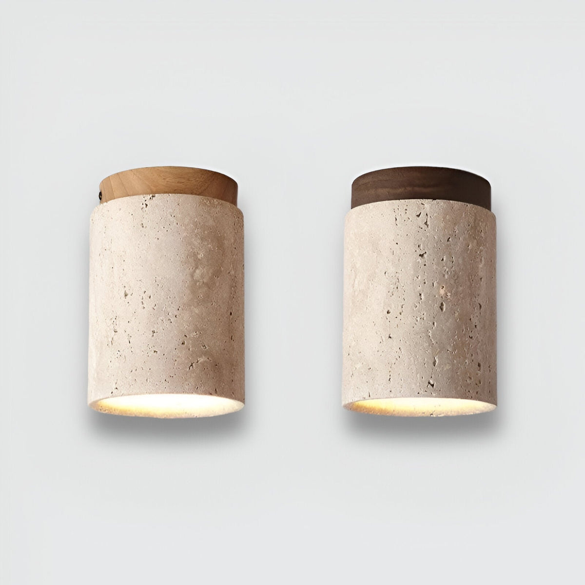 Foco de techo LED cilíndrico de travertino elegante de 1 luz