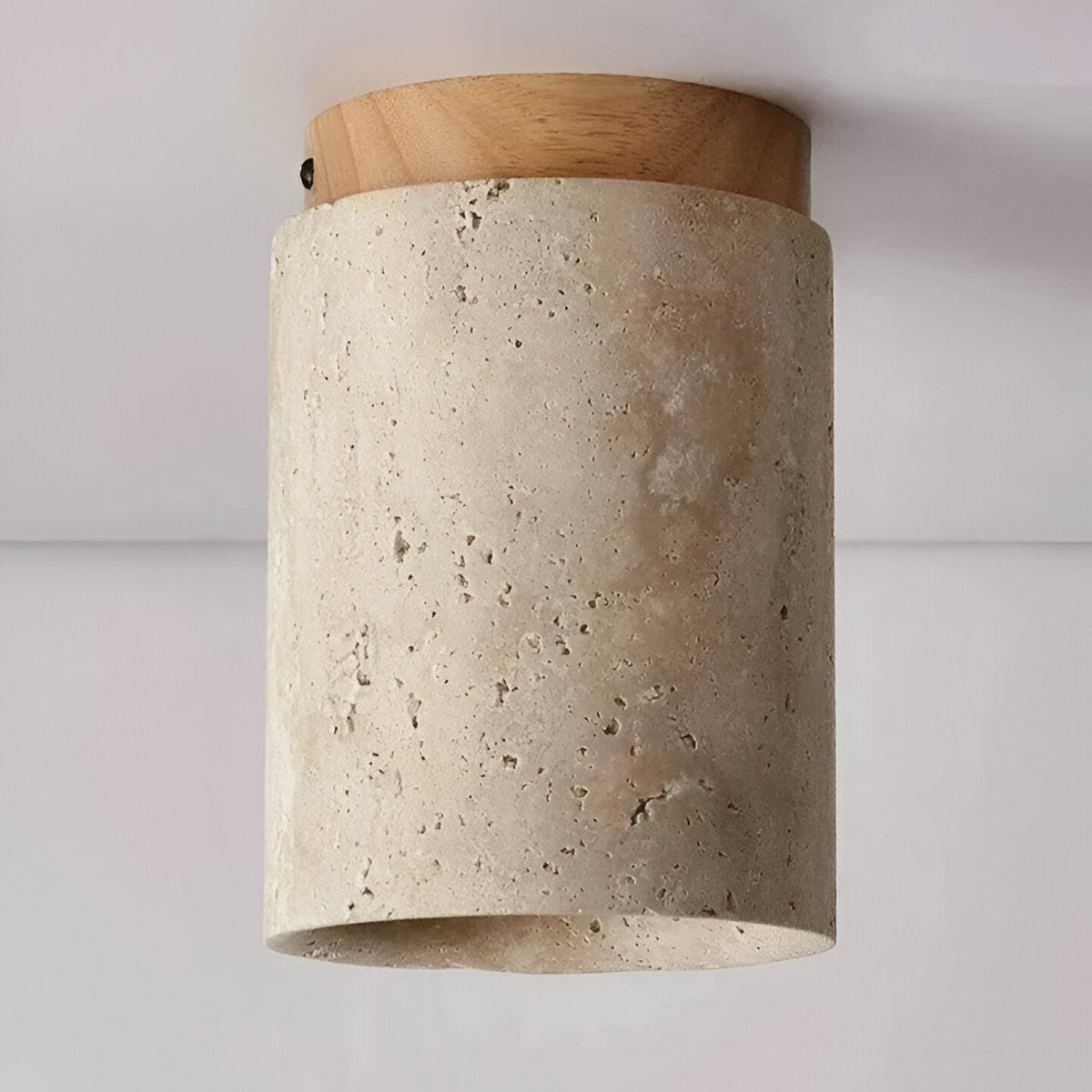 Foco de techo LED cilíndrico de travertino elegante de 1 luz